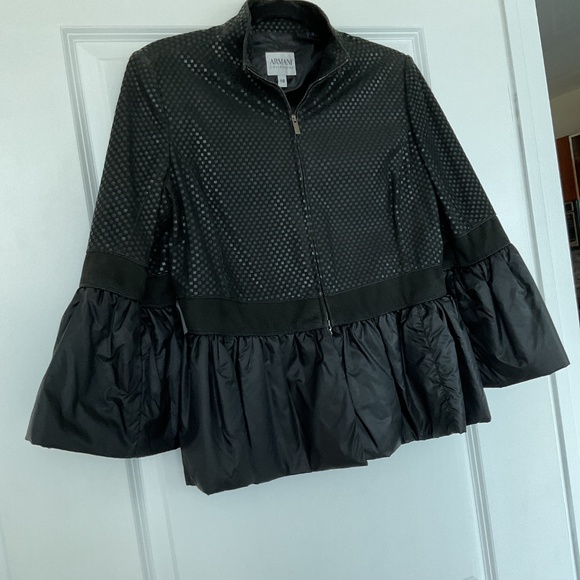 Armani Collezioni Leather/Nylon Black Jacket Size 10 - Picture 5 of 9